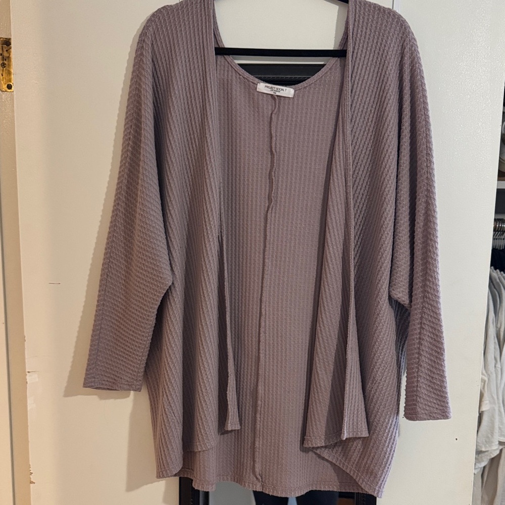 Project Social T Mauve Ribbed Cardigan
